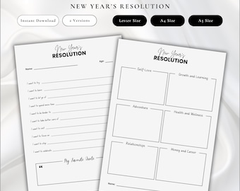 Schede dei buoni propositi per il nuovo anno 2026: Planner degli obiettivi (stampabile)