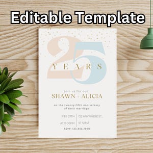 Editable Anniversary Invitation Template / Anniversary Invitation Template / Invitation Template for Anniversary party