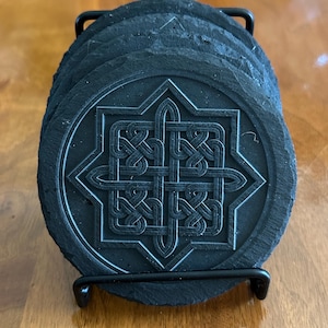 Armenian Sun Cross Slate Coasters: Laser Engraved Cultural Heritage Art Unique Gift