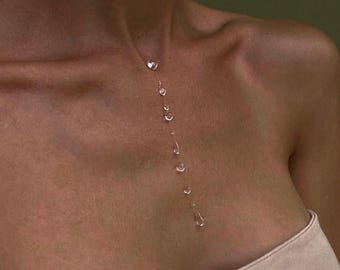 Dew Drop Necklace Invisible Thread - Handmade Clear Resin Choker Gift for Her