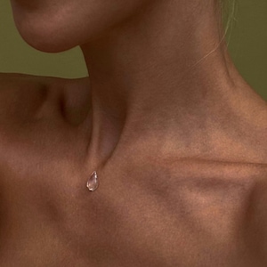 Dew Drop Necklace Invisible Thread UV Resin Handmade Clear Water Drop Jewelry