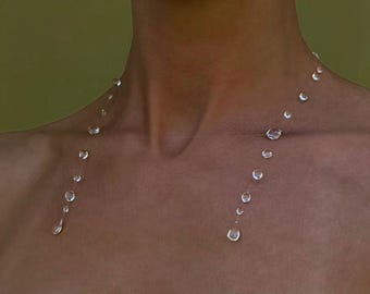 Dew Drop Choker Necklace - Floating Invisible Resin Jewelry, Handmade Minimalist Bridal Wedding Gift