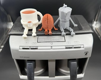 Set of 3 PLA Coffee Figurines, Moka Pot, Cup, Bean Decor