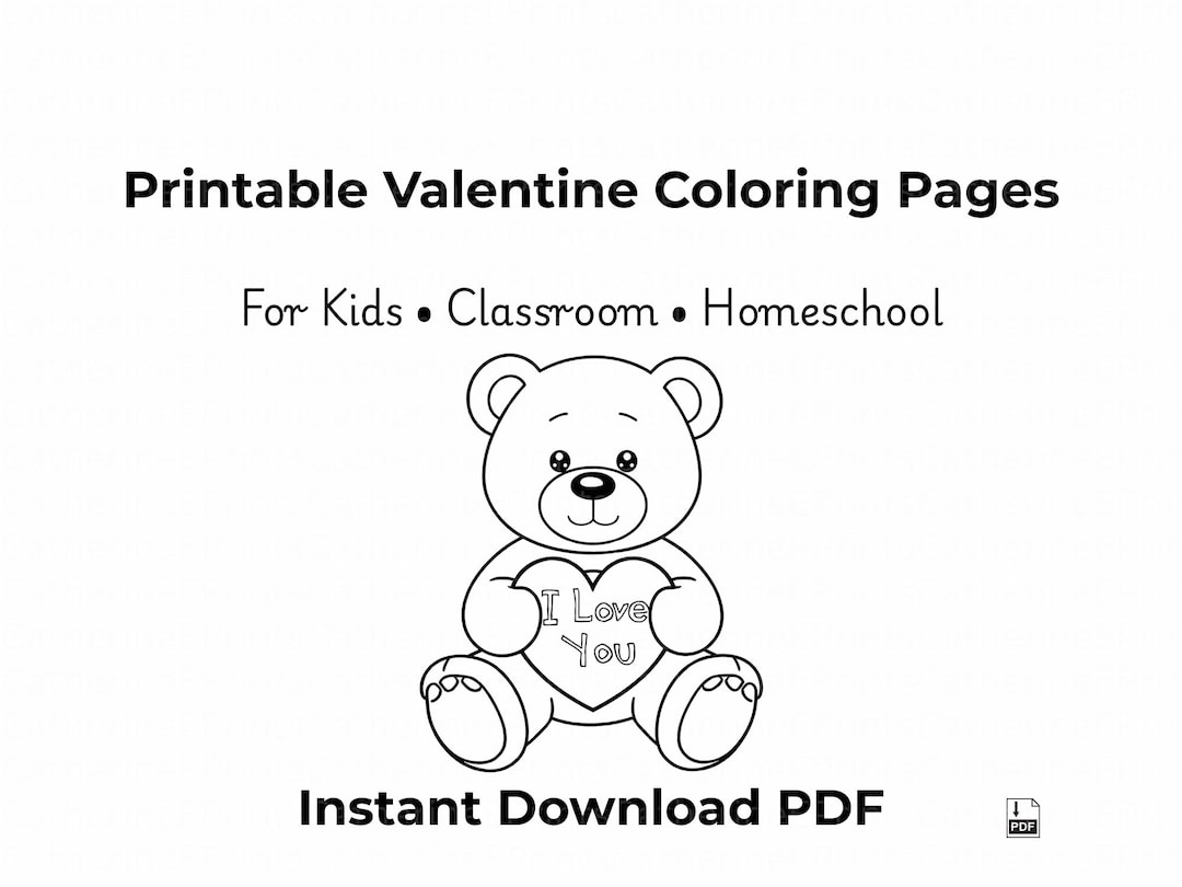 Printable Valentine Coloring Pages for Kids | Instant Download PDF ...