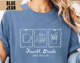 Custom Fourth Grade Teacher Shirt, Personalized 4th Grade Teacher Gift, Back to School Shirt, Teacher Team Shirt, Teacher Appreciation Gifts