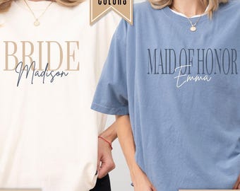 Bridal Party Comfort Colors® Shirt, Bridesmaid Proposal Gift, Maid Matron of Honor Tee, Matching Bachelorette Getting Ready Outfit