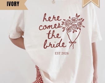 Here Comes The Bride Bachelorette Shirts, Here Comes The Party Shirt, Custom Matching Bach Trip Shirt, Bridesmaid Gift, Bridal Party Tee
