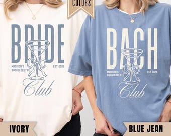 Bachelorette Party Shirt, Bride Club Bach Club Shirts, Comfort Colors Custom Name Year Bridal Crew Shirt, Bridesmaid Gift, Luxury Bach Tees