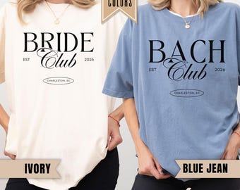 Bachelorette Party Shirt, Bride Club Bach Club Shirts, Comfort Colors Custom Name Year Bridal Crew Shirt, Bridesmaid Gift, Luxury Bach Tees