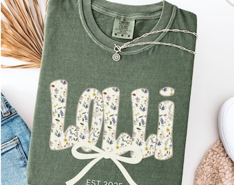 Custom Lolli Est Shirt, Personalized Lolli Bow Tshirt, Grandma Lolli Gift, Mothers Day Shirt, New Grandma Announcement, Lolli Birthday Gift