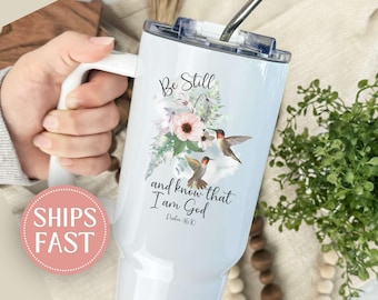 Christian Tumbler, Religious Tumblers, 40oz Tumbler with Handle, Bible Verse Cup, Scripture Gifts, Faith Tumbler, Gift for Christian Women