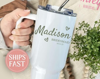 Personalized Bridesmaid Tumbler, Bachelorette Party Gift, Custom Bridal 40 oz Tumbler, Matching Tumblers, Bridesmaid Proposal, Wedding Party