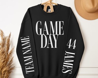 Custom Sports Number Sweatshirt, Personalized Game Day Shirt, School Team Mascot Crewneck, Basketball Mama Sweater