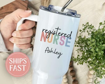 Personalized Registered Nurse 40oz Tumbler, Custom RN Nurse Tumbler, Nurse Appreciation Gift, Nursing Student Graduation Gift, RN Gifts