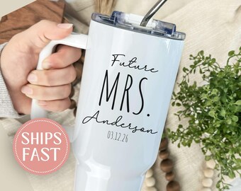Personalized Bride 40oz Tumbler, Mrs Engagement Tumbler, Custom Mrs Cup, Bride to Be Gift, Engagement Bridal Shower Gift, Future Mrs Cup
