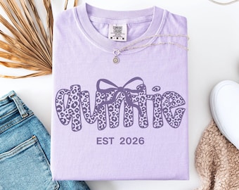 Custom Leopard Aunt Shirt, Comfort Colors Auntie Shirt, New Aunt Gift, Auntie T-Shirt, Pregnancy Announcement, Gift for Aunt, Aunt to Be Tee