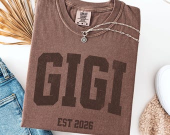 Custom Gigi Est Shirt, Personalized Retro Gigi Tshirt, Grandma Gigi Gift, Mothers Day Shirt, New Grandma Announcement, Gigi Birthday Gift