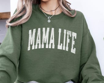 Mama Life Shirt, Custom Mama Sweatshirt, Mom Life Shirt, Personalized Mom Sweater, Retro Mama Crewneck, New Mom Gift, Mothers Day Sweatshirt