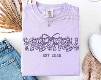 Custom Mawmaw Est Shirt, Personalized Mawmaw Bow Tee, Trendy Grandma Tshirt, New Grandma Gift, Pregnancy Reveal Shirt, Mothers Day Gift