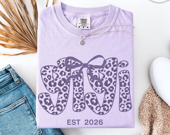 Custom Monochrome Gigi Est Shirt, Personalized Gigi Bow Tshirt, Grandma Gigi Birthday Gift, Mothers Day Shirt, New Grandma Announcement