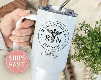 Personalized Registered Nurse 40oz Tumbler, Custom RN Nurse Tumbler, Nurse Appreciation Gift, Nursing Student Graduation Gift, RN Gifts