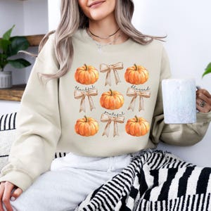 Fall Sweatshirt, Thankful Grateful Blessed Crewneck, Cute Coquette Fall Sweater, Autumn Sweatshirt for women, Thanksgiving Shirt, Fall Vibes
