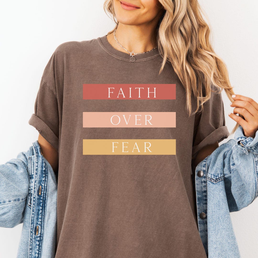 Faith Over Fear Women Shirts, Christian Bible Verse Tee, Faith Based ...