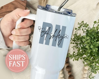 Personalized Registered Nurse 40oz Tumbler, Custom RN Nurse Tumbler, Nurse Appreciation Gift, Nursing Student Graduation Gift, RN Gifts