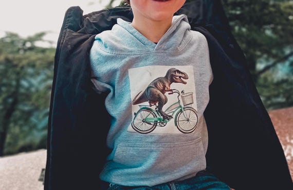 Kids Hoodie - T-Rex on bike
