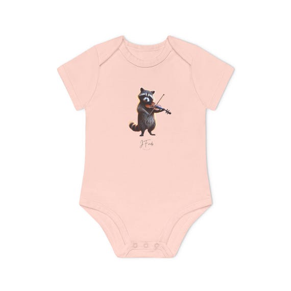 Adorable Raccoon with Violin Baby Bodysuit | Organic Infant Outfit | Cute Gift for Baby Shower, Birthday, Newborn, Toddler