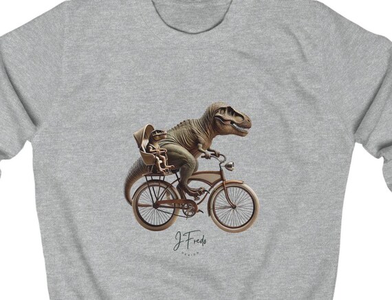 Children's Sweatshirt T-Rex on Bicycle with Baby