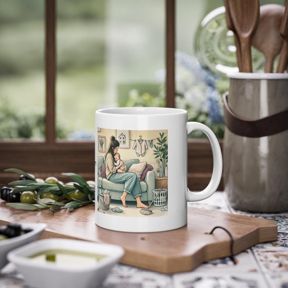 White mug, 330ml, The household can wait