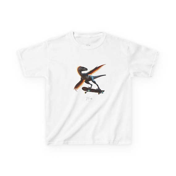 Funny Velociraptor Skateboarding, Kids T-Shirt, Funny Animal Shirt, Exciting Gift for Birthdays and Other Celebrations