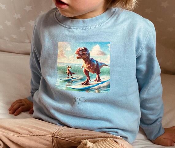 Children's Sweatshirt - Surfing T-Rex with Child