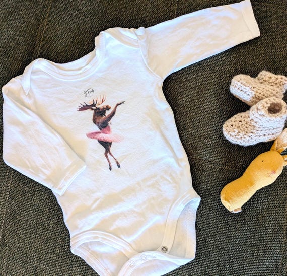 Baby Long Sleeve Organic Body, Ballerina Moose