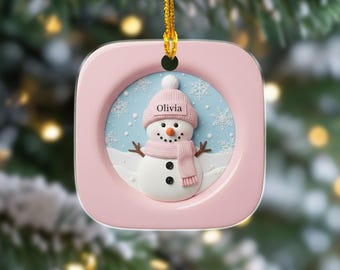 Personalized Snowman Kids Christmas Ornament, Custom Name Holiday Keepsake, Baby’s First Christmas Gift, Cute Kid Ornament