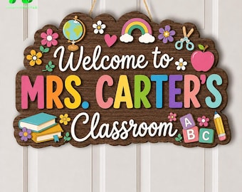 Personalized Teacher Door Hanger, Custom Classroom Name Sign, 3D Wooden Teacher Door Sign, Back to School Gift, Classroom Decor