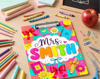 Personalized Teacher Clipboard, Custom Acrylic Clipboard with Name, Teacher Appreciation Gift, Back To School Classroom Supplies