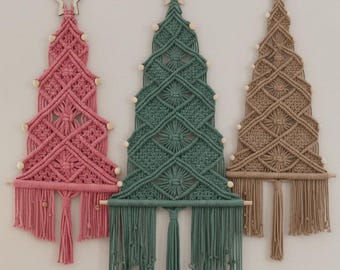 Macrame Christmas Tree, Boho Holiday Decor, Handmade Xmas Tree, Rustic Modern Christmas Home Decor, Family Gift