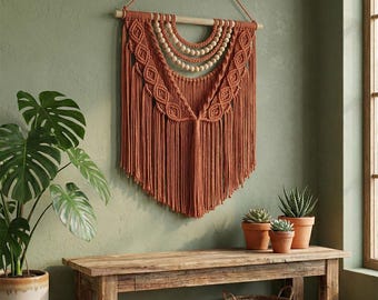 Medium Macrame Wall Hanging, Boho Wall Decor, Handmade Cotton Wall Art, Scandinavian Home Decor, Nursery Wall Hanging, Housewarming Gift