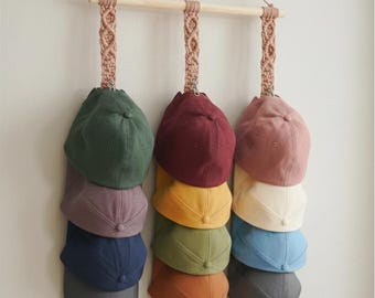Custom Macrame Hat Hanger | Boho Cap Organizer Wall Hanging | Farmhouse Hat Holder for Baseball Caps | Gift for Him