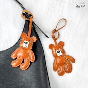 Bear Bag Charm, Real Leather 100% Handmade, Bear Keychain, Teddy Charm, Keychain Charm, Bag Charm Leather, Leather Purse Charm, Bag Charm