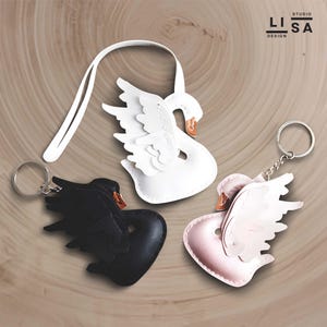 Echtes Leder Charm 100% Handarbeit, Schwan Charm, Schwan Schlüsselanhänger, Taschenanhänger, Taschenanhänger Leder, Leder Geldbörse Charm, Leder Taschenanhänger