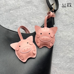 Pig Charm, Real Leather Charm, Keychain Charm, Bag Charm, Bag Charm Leather, Leather Keychain, Leather Purse Charm, Leather Bag Charm
