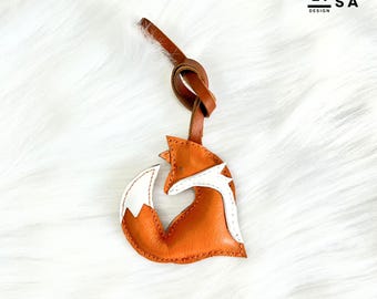 Handmade Fox Leather Bag Charm, Animal Key Charm,unique Handbag