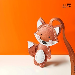 Fox Bag Charm, Real Leather 100% Handmade, Fox Keychain, Fox Charm, Keychain Charm, Bag Charm Leather, Leather Purse Charm, Bag Charm