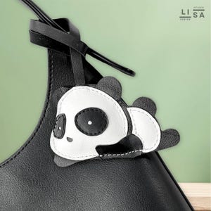 Panda Bag Charm, Real Leather 100% Handmade, Panda Keychain, Panda Charm, Keychain Charm, Bag Charm Leather, Leather Purse Charm, Bag Charm