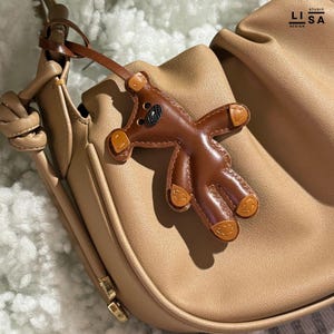 Real Leather Teddy Bear Bag Charm 100% Handmade | Cute Teddy Bear Keychain
