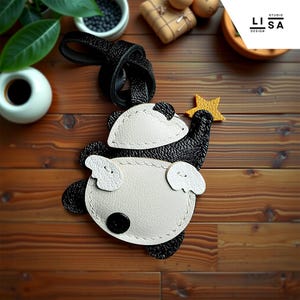 Panda Bag Charm, Real Leather 100% Handmade, Panda Keychain, Panda Charm, Keychain Charm, Bag Charm Leather, Leather Purse Charm, Bag Charm