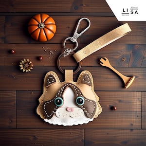 Cat Bag Charm, Real Leather 100% Handmade Charm, Cat Keychain, Cat Charm, Keychain Charm, Bag Charm Leather, Leather Purse Charm, Bag Charm